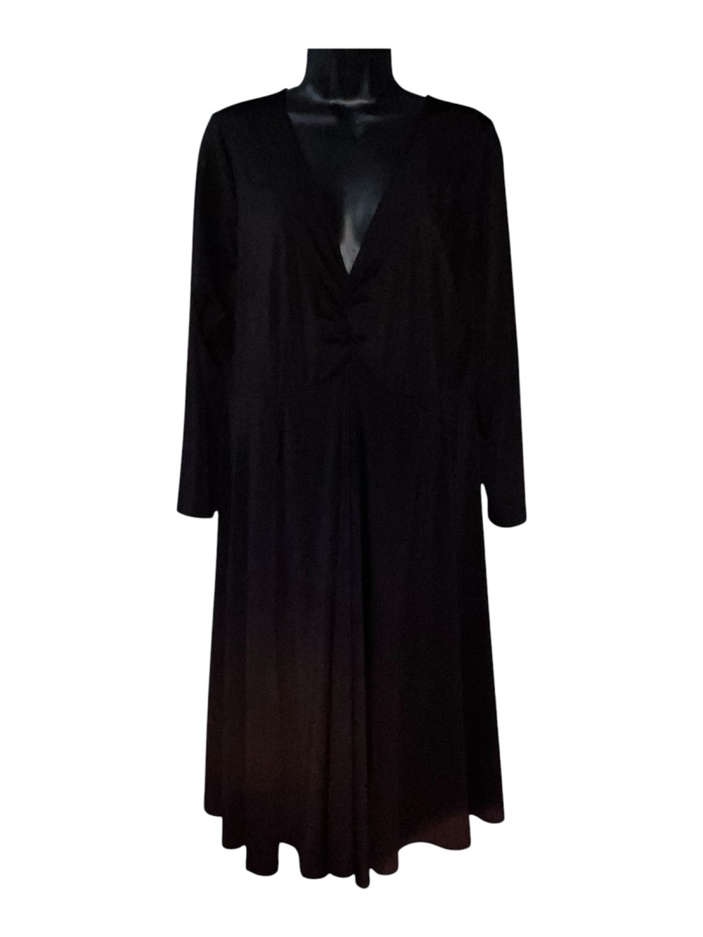 Torrid Woman's Plus Size 1 Black Midi Length 3/4 Sleeve Dress Elastic Waist - Picture 2 of 10